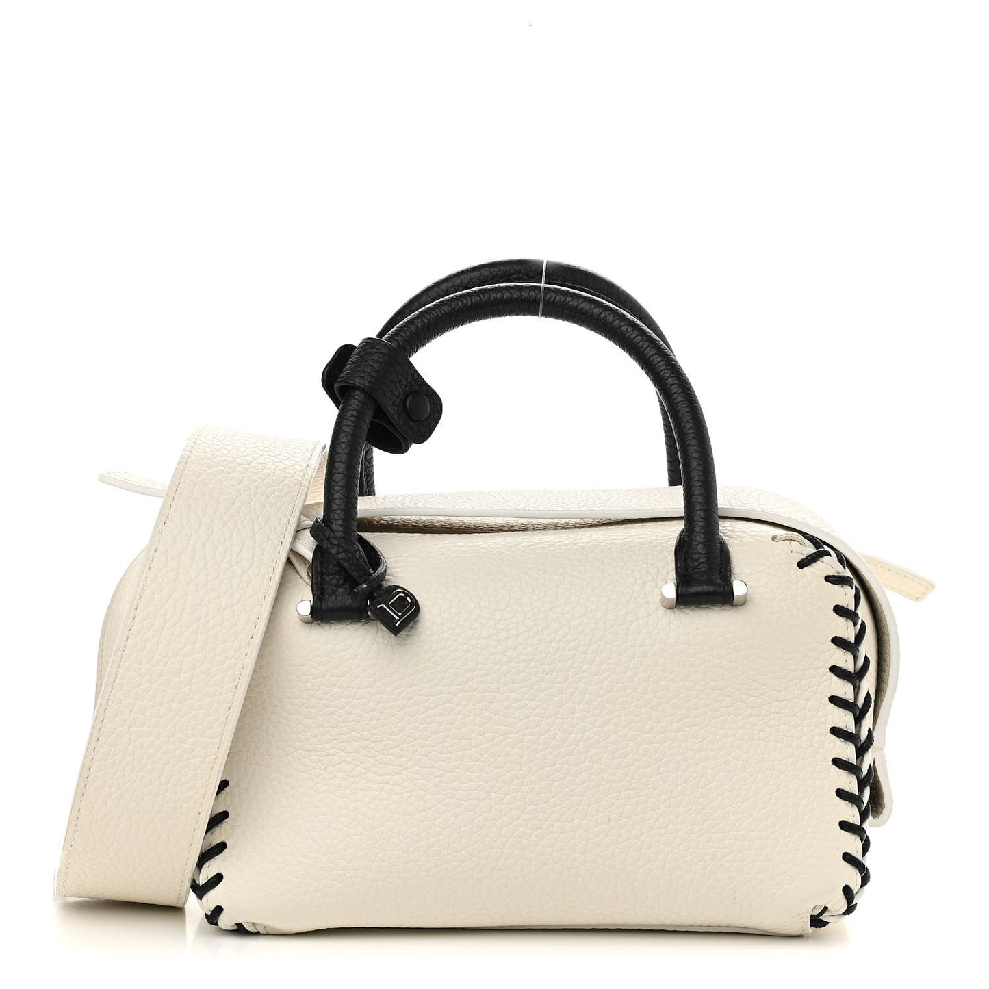 Grained Calfskin Mini Cool Box Satchel Ivory