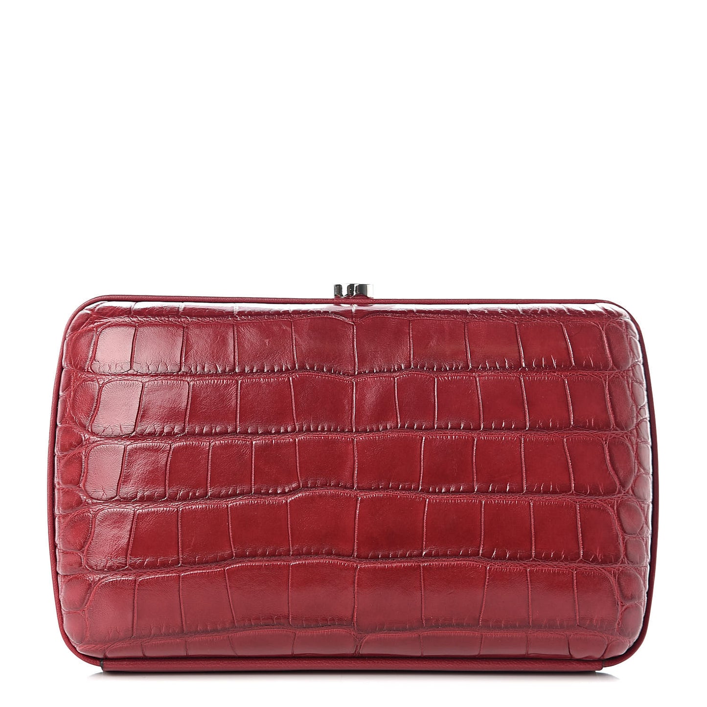 Crocodile Box Clutch Cherry