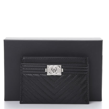 Chanel Caviar Chevron Quilted Boy Card Holder Black 9 of 9