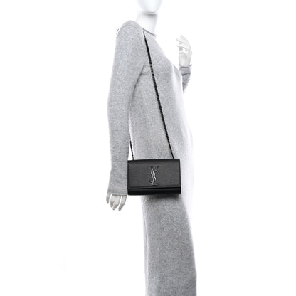 Saint Laurent Grain De Poudre Small Monogram Monochrome Kate Satchel Black 2 of 9