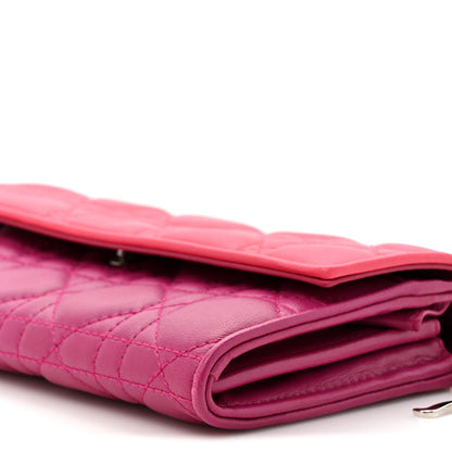 Christian Dior Lambskin Cannage Bi-Color Lady Dior Rendezvous Wallet On Chain Toxic Purple Pink 10 of 13