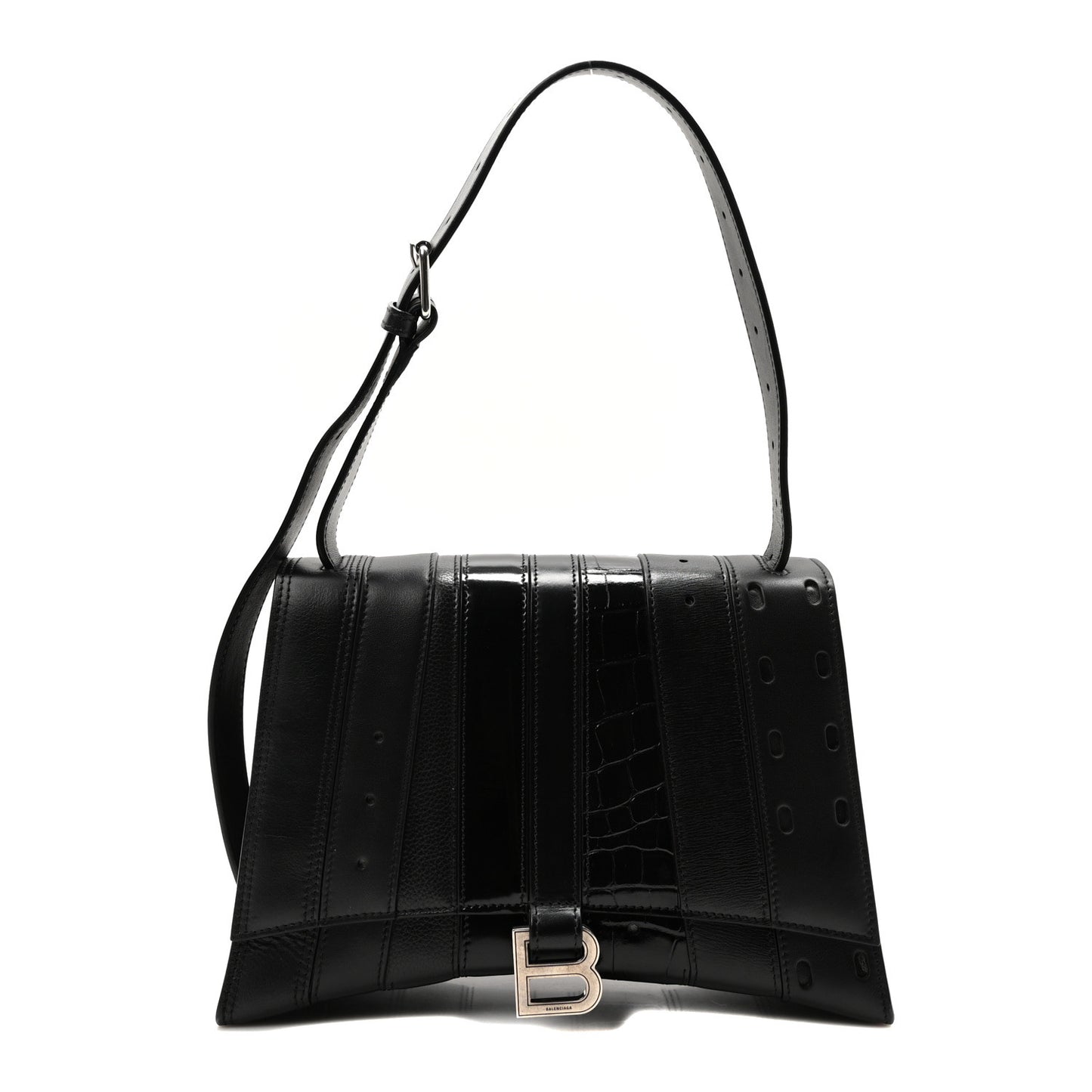 Multibelt Hourglass Top Handle Bag Black