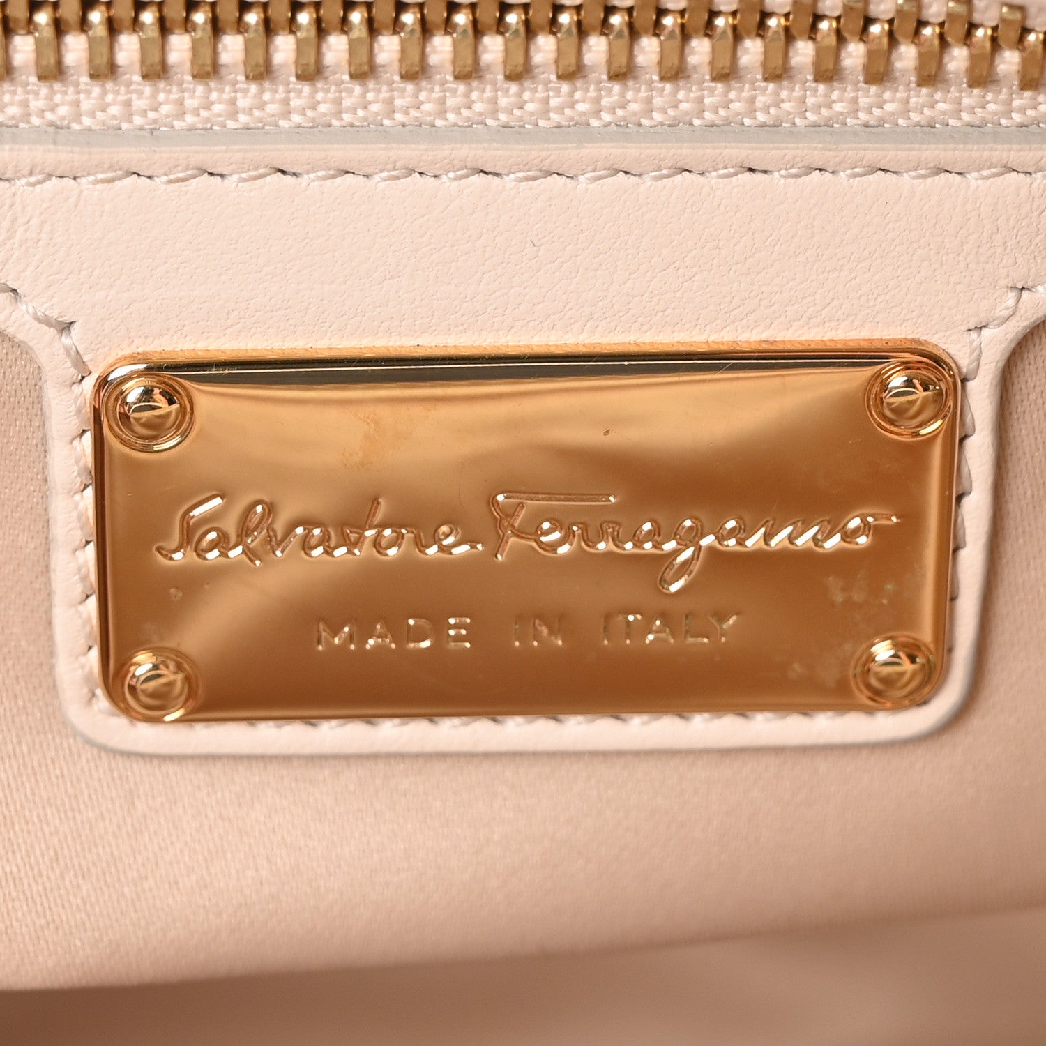 Salvatore Ferragamo Lambskin Calfskin Woven Fiamma Bag Seta Oro 6 of 10