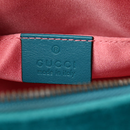 Gucci Velvet Matelasse GG Marmont Belt Bag 85 34 Pavone Cyan 6 of 10
