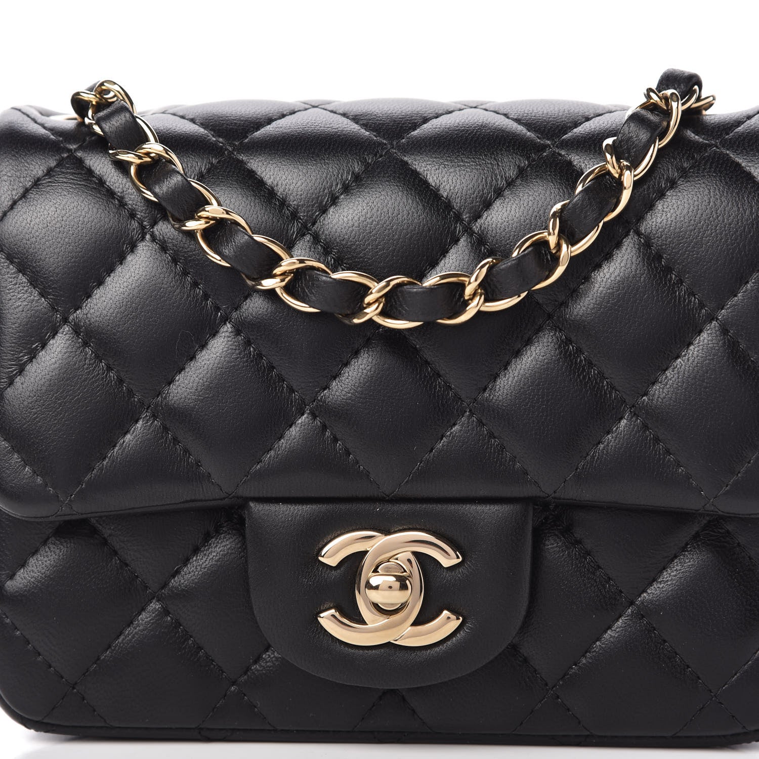 Chanel Lambskin Quilted Mini Square Flap Black 10 of 11