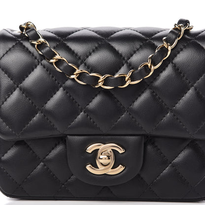 Chanel Lambskin Quilted Mini Square Flap Black 10 of 11