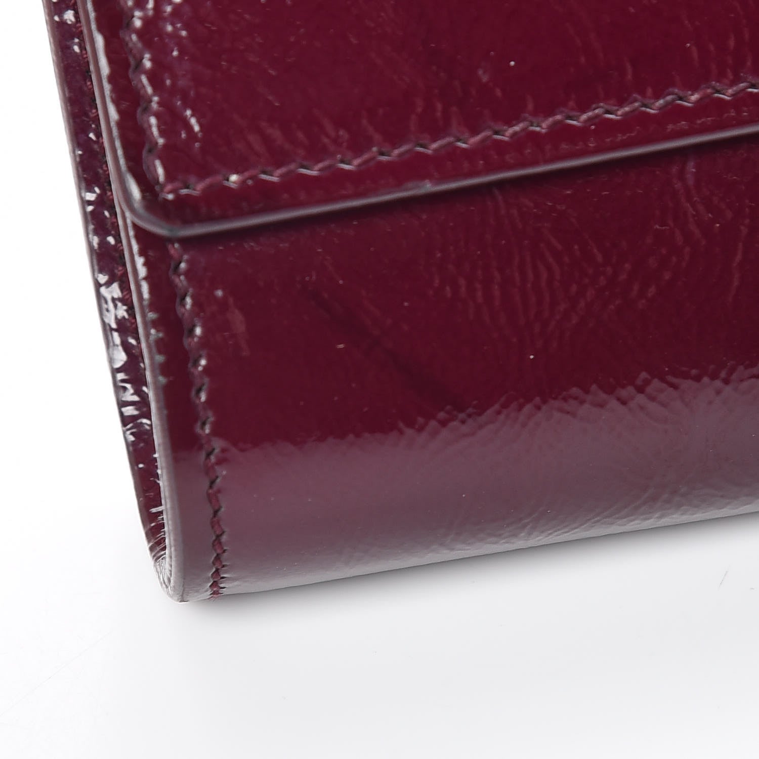 Saint Laurent Textured Patent Monogram Large Belle De Jour Clutch Burgundy 14 of 15