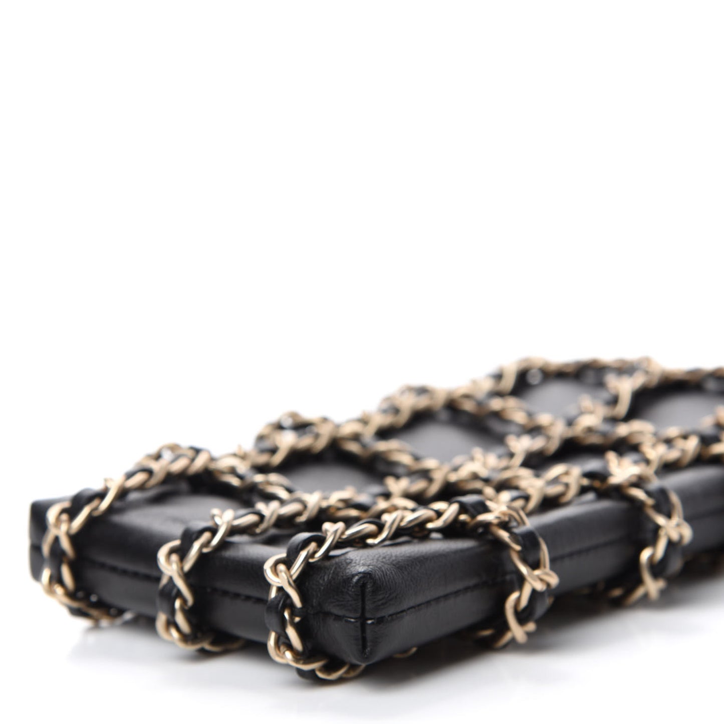 Lambskin Tech Me Out Clutch With Chain Black