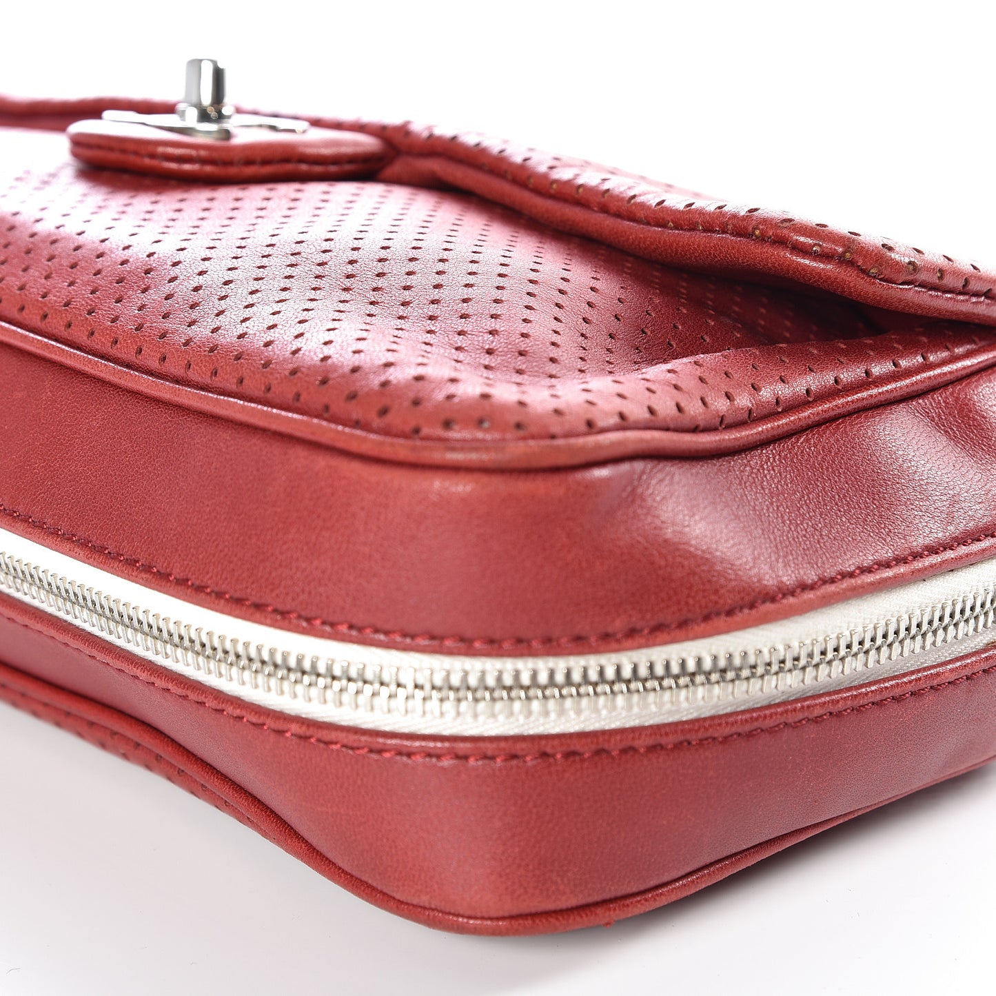 Lambskin Perforated Medium Baseball Spirit Flap Red