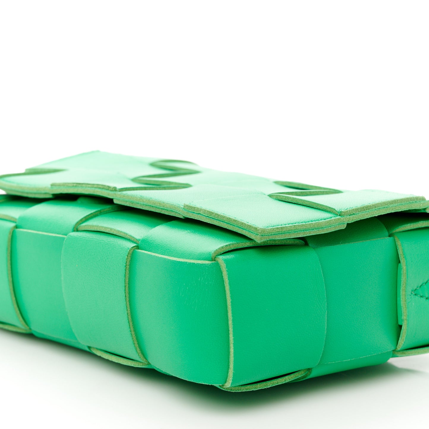 Lambskin Maxi Intrecciato Cassette Crossbody Bag Grass