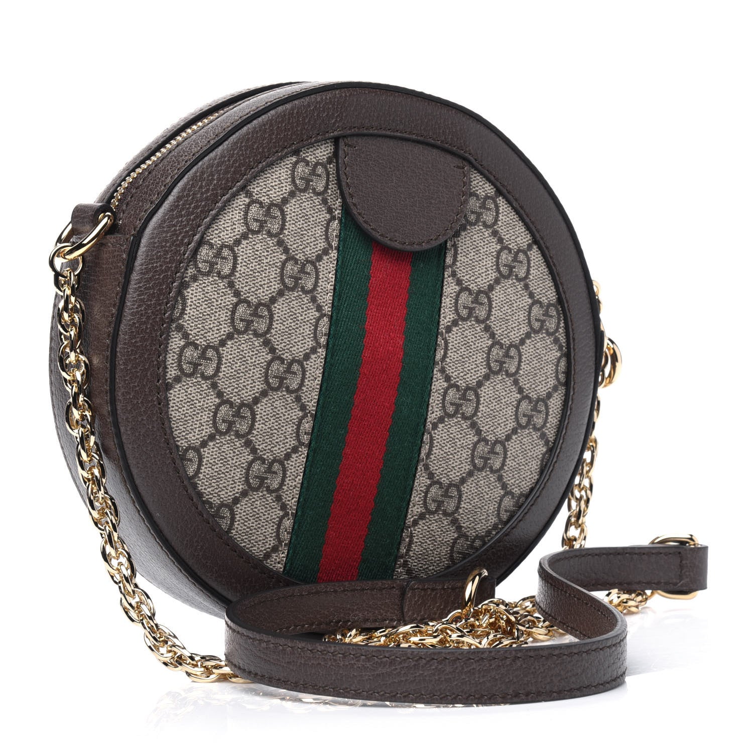 Gucci GG Supreme Monogram Web Mini Ophidia Round Shoulder Bag Brown 2 of 3
