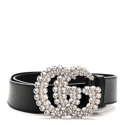 Gucci Calfskin Crystal Double G Belt 80 32 Black 1 of 5