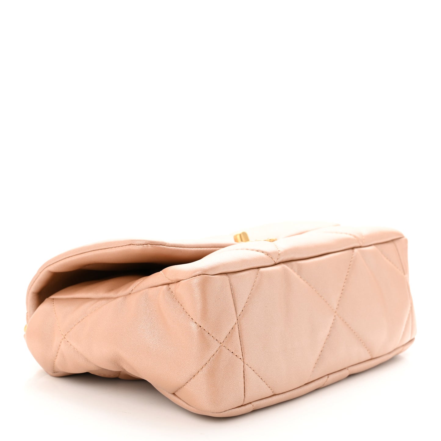Shiny Lambskin Quilted Medium Chanel 19 Flap Beige