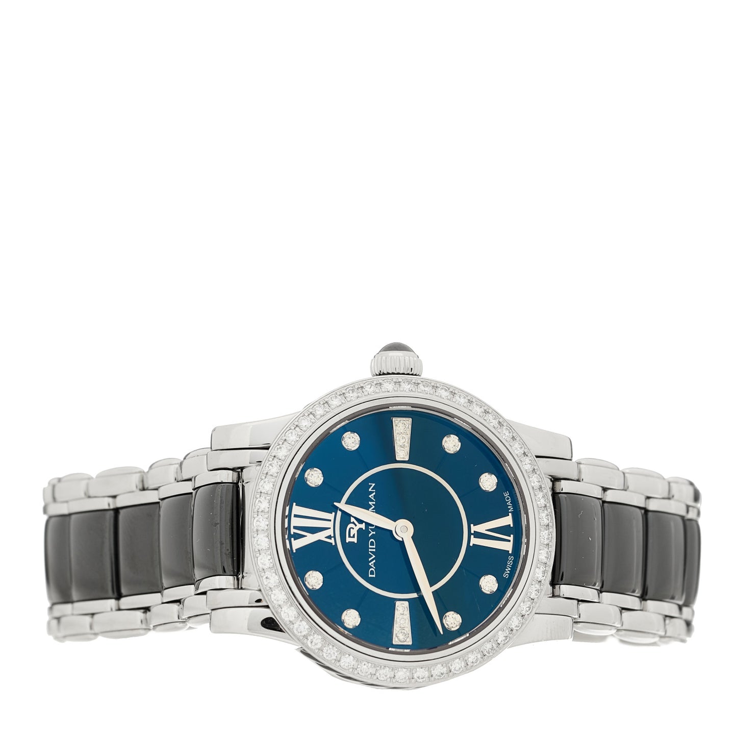 Stainless Steel Ceramic Diamond Bezel 30mm Classic Quartz Watch Black