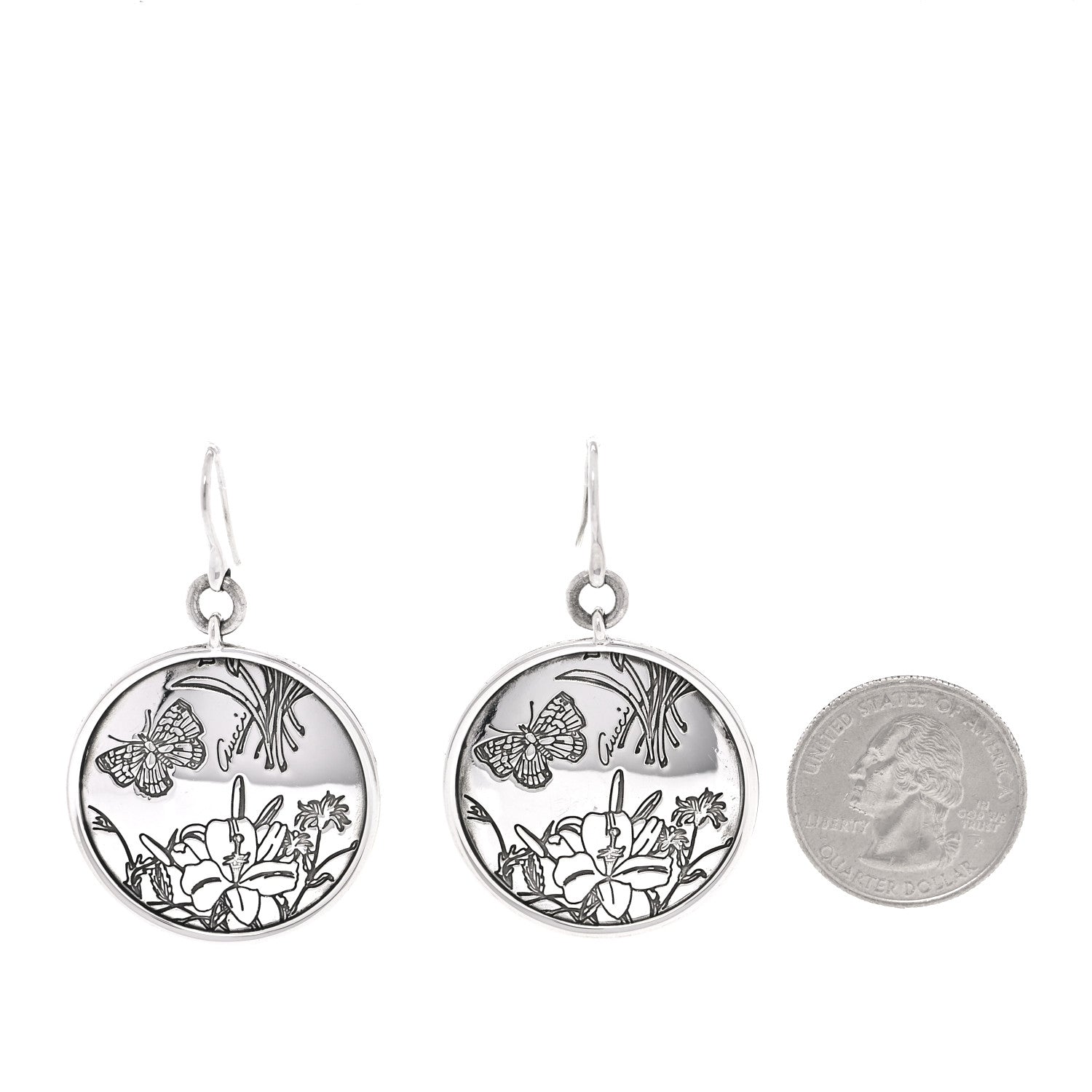 Gucci Sterling Silver Flora Butterfly Earrings 2 of 4