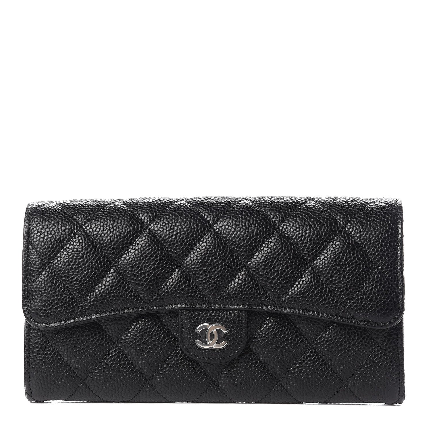 Chanel Caviar Quilted Large Gusset Flap Wallet Black 1 of 11