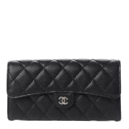 Chanel Caviar Quilted Large Gusset Flap Wallet Black 1 of 11