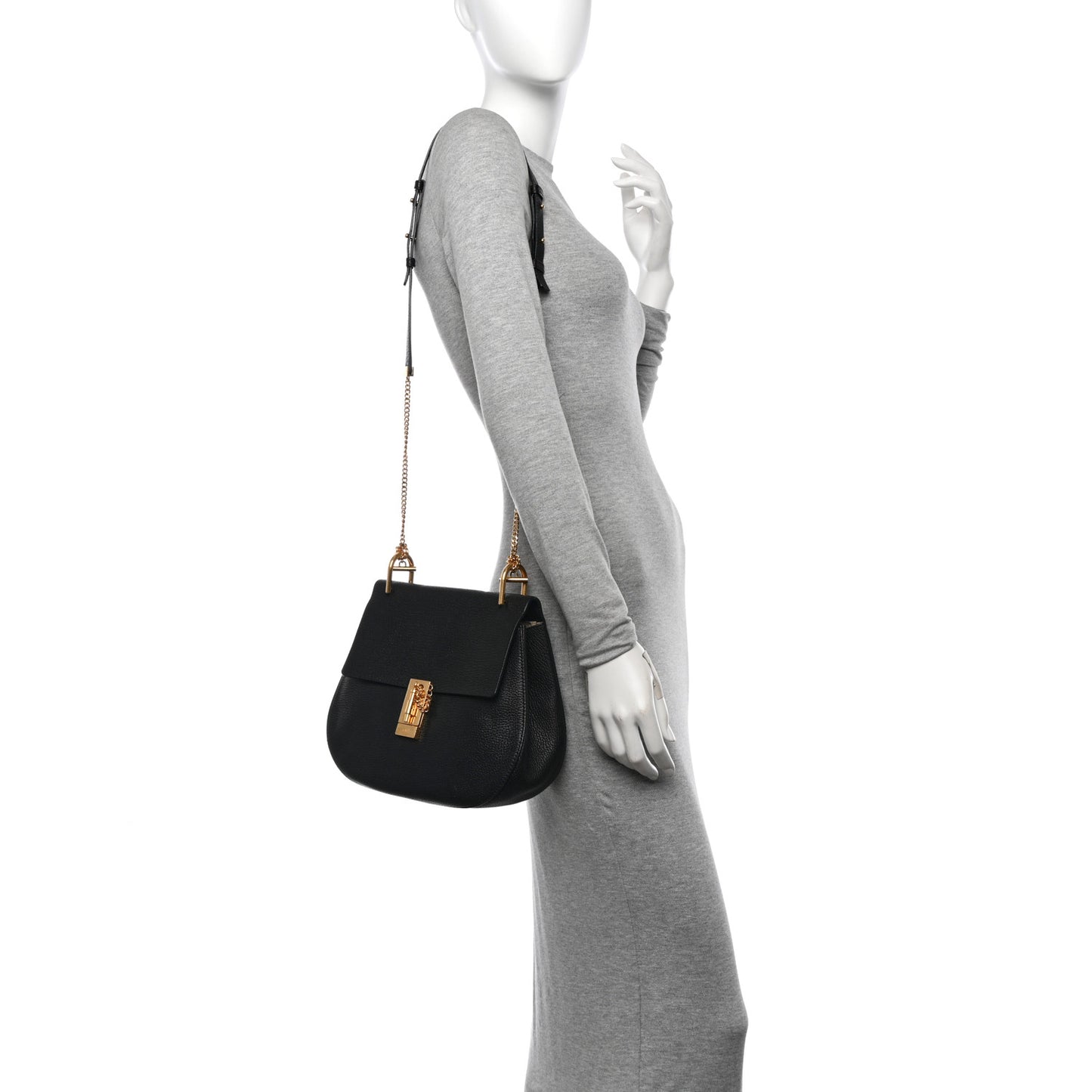 Grained Lambskin Drew Shoulder Bag Black