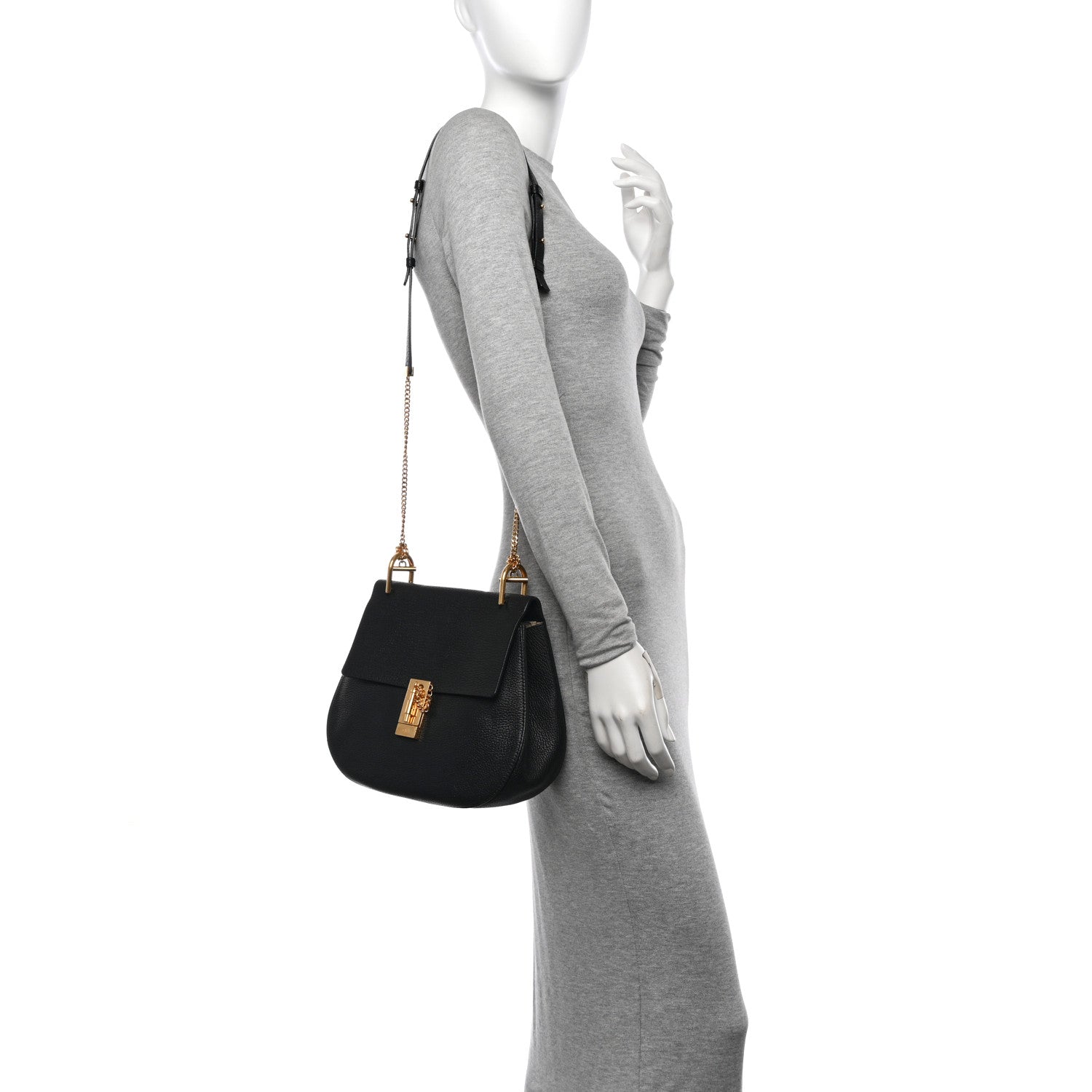 Chloe Grained Lambskin Drew Shoulder Bag Black 2 of 11