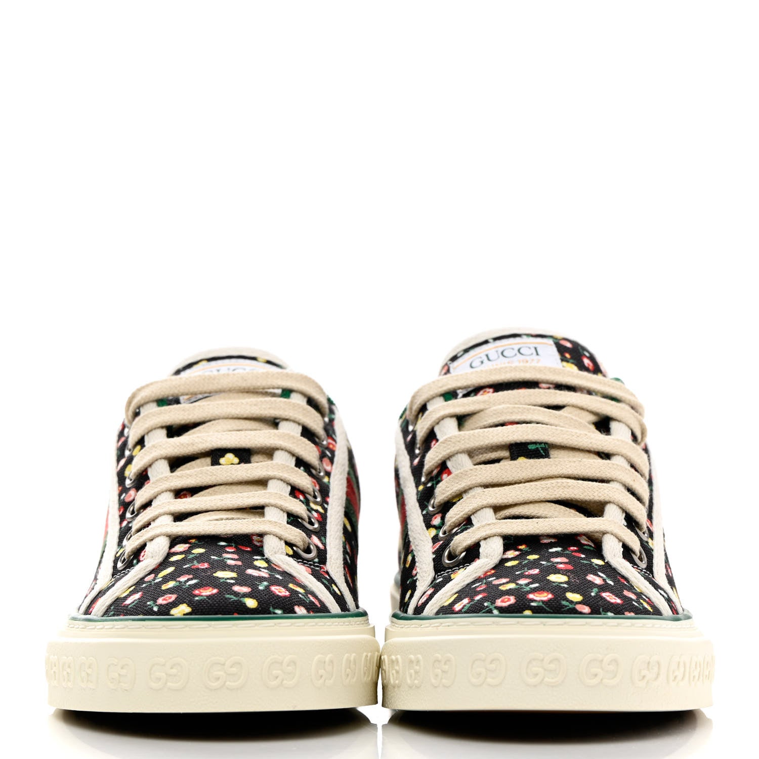 Gucci X LIBERTY OF LONDON Canvas Web Holly Print Womens 1977 Tennis Sneakers 38 Black Peach Mystic White 2 of 9