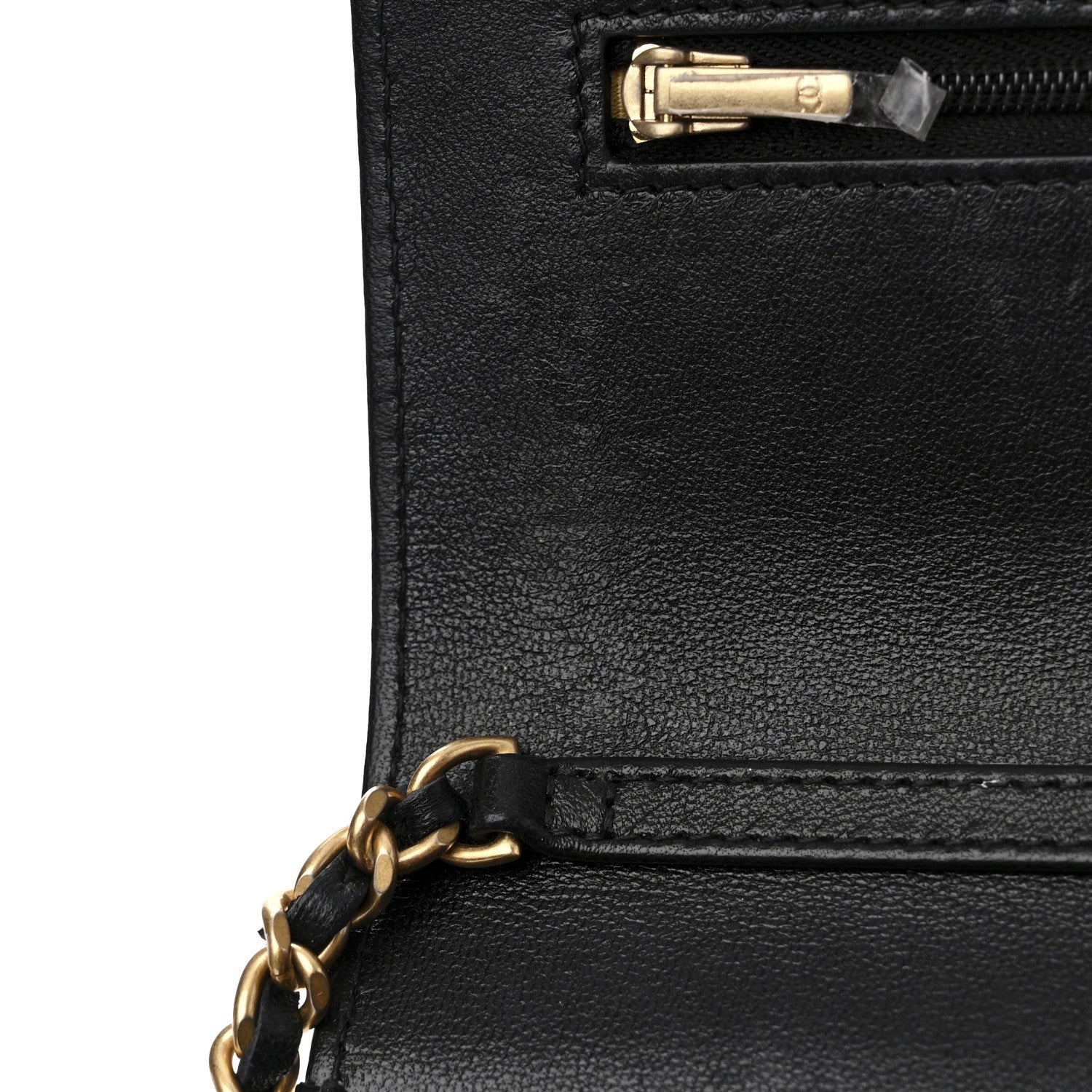 Chanel Lambskin Quilted Enamel CC Wallet on Chain WOC Black 11 of 12