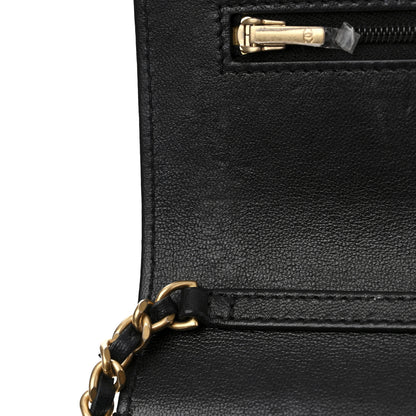 Chanel Lambskin Quilted Enamel CC Wallet on Chain WOC Black 11 of 12