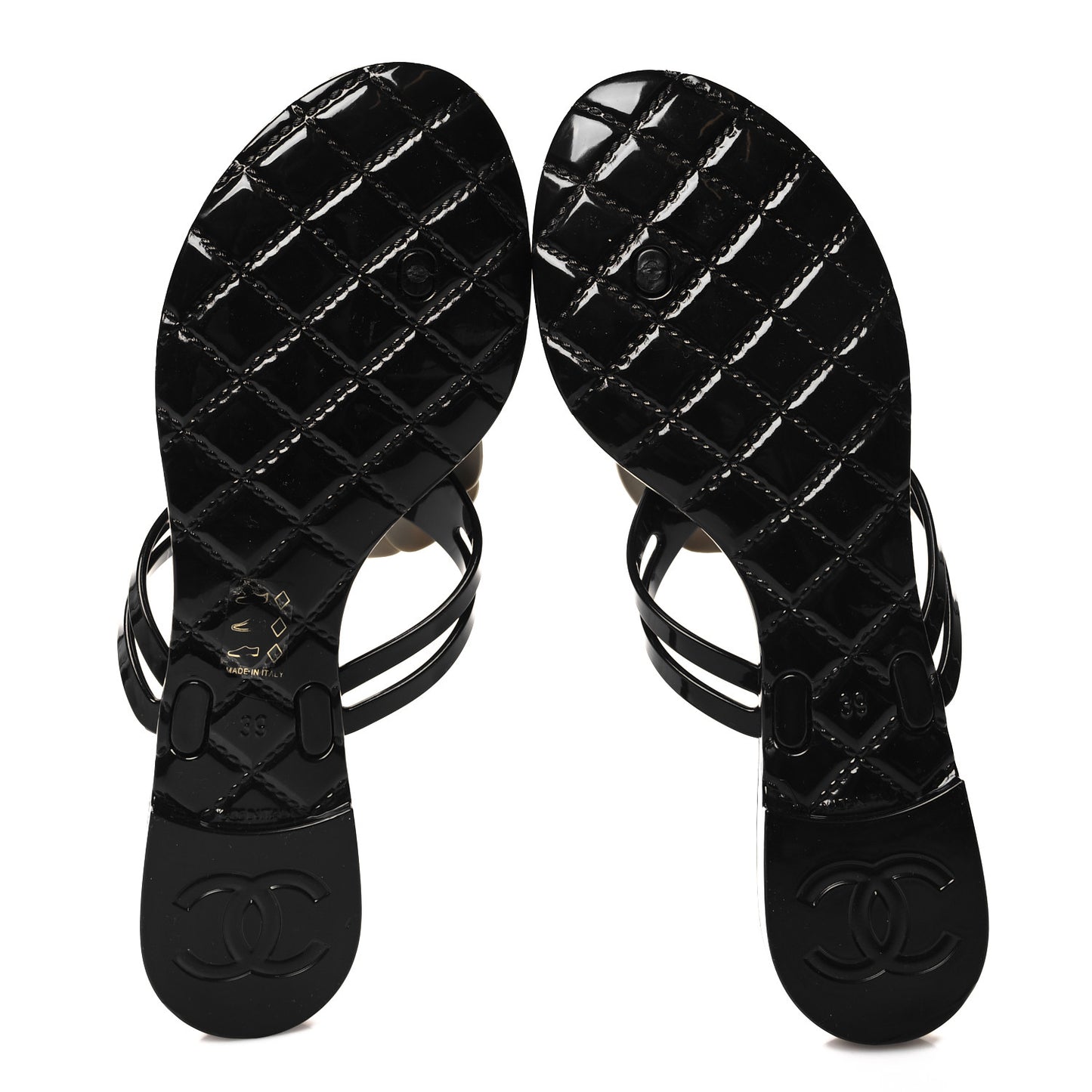 Jelly Camellia Thong Sandals 39 Black Ivory