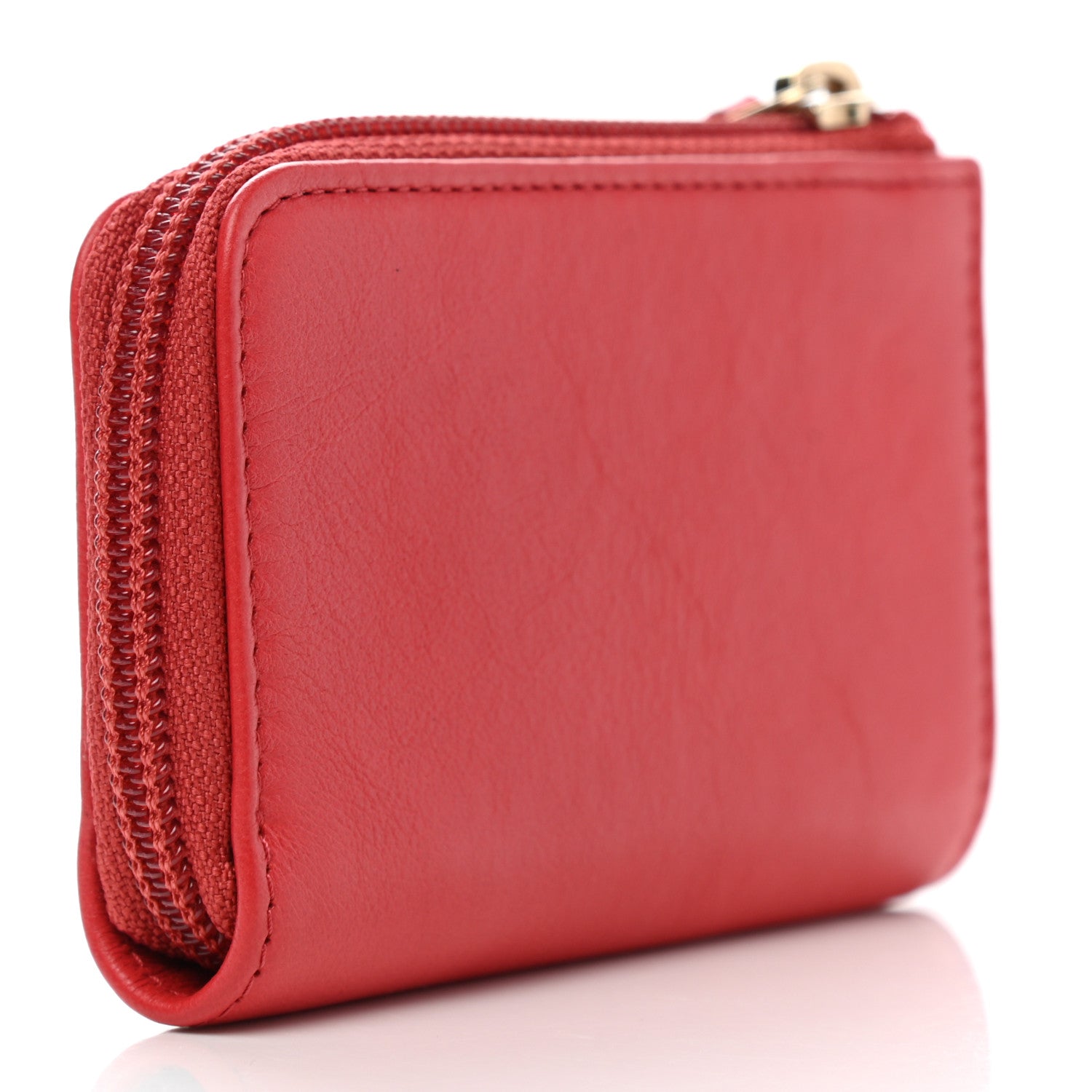 Chanel Calfskin Chain Embossed CC Key Holder Case Light Red 3 of 7