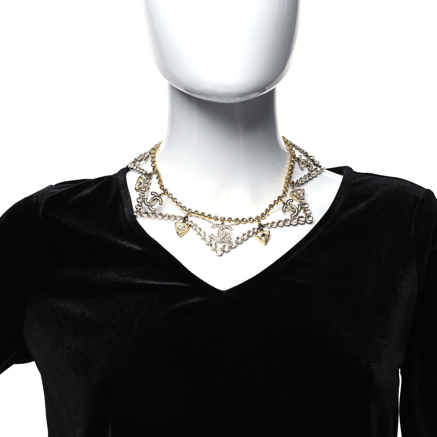 Crystal CC Choker Necklace Gold Silver