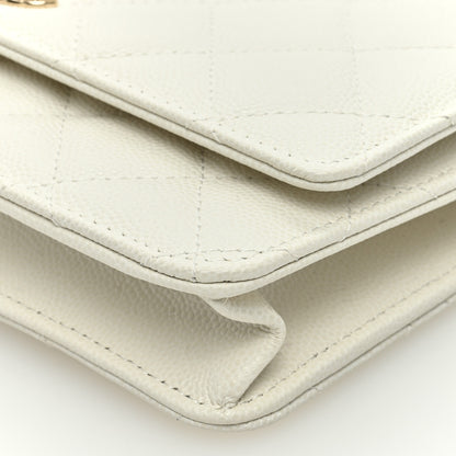 Chanel Caviar Quilted Chain CC Quilted Wallet On Chain WOC White 10 of 11