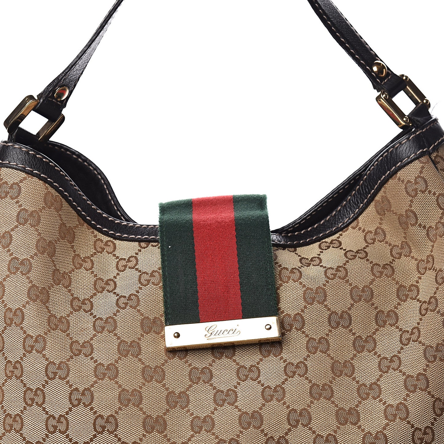 Monogram Large New Ladies Web Hobo Dark Brown