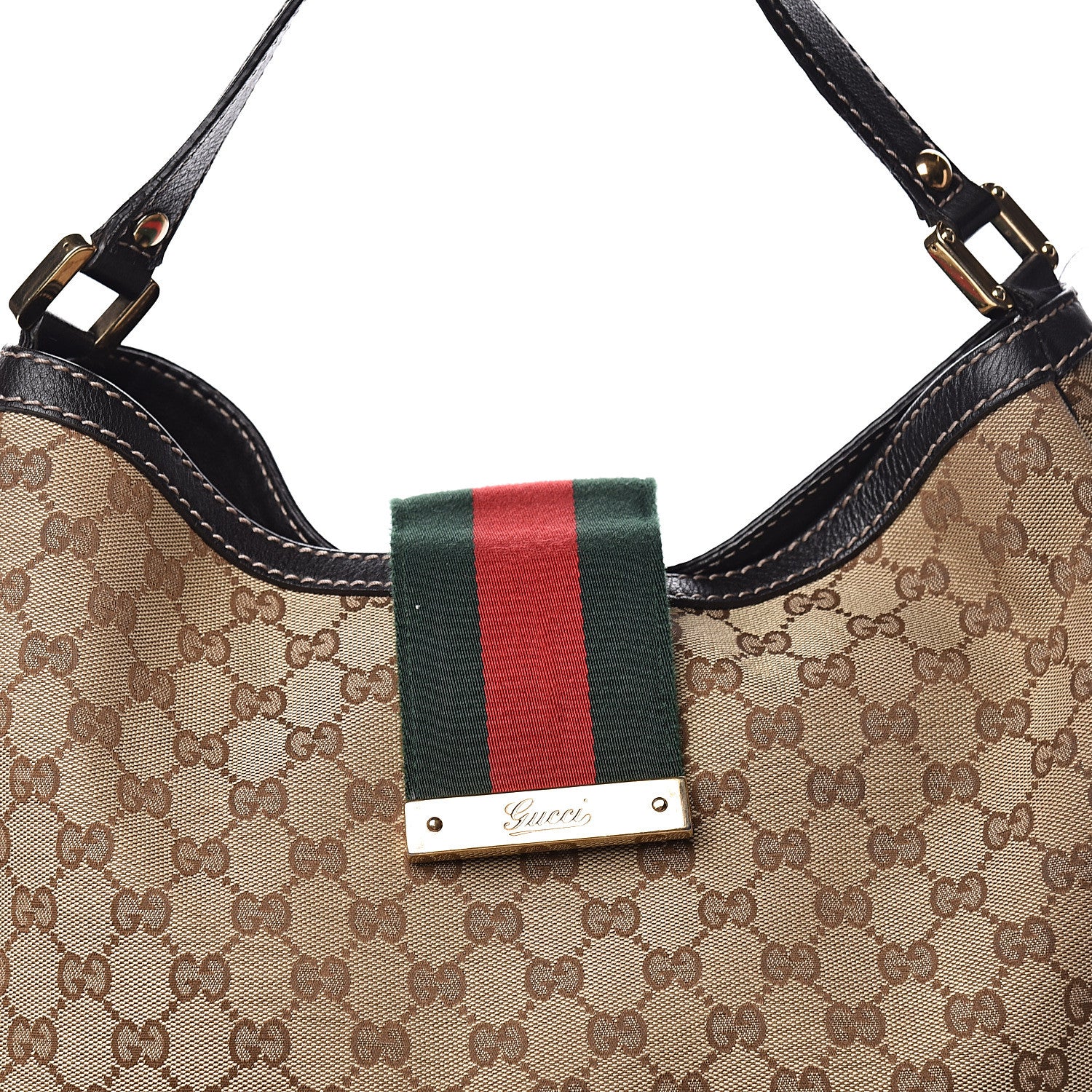 Gucci Monogram Large New Ladies Web Hobo Dark Brown 15 of 18