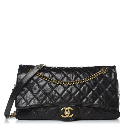 Chanel Crumpled Grained Calfskin Quilted Large Shiva Flap Black 1 of 9