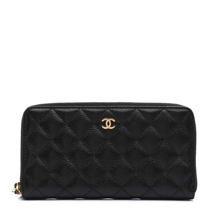 Chanel Caviar Quilted Large Gusset Zip Around Wallet Black 1 of 9