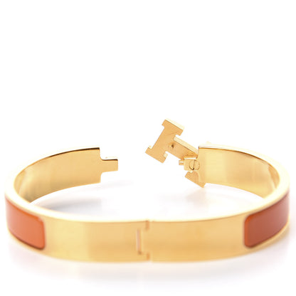 Hermes Enamel Narrow Clic Clac H Bracelet GM Orange 5 of 8