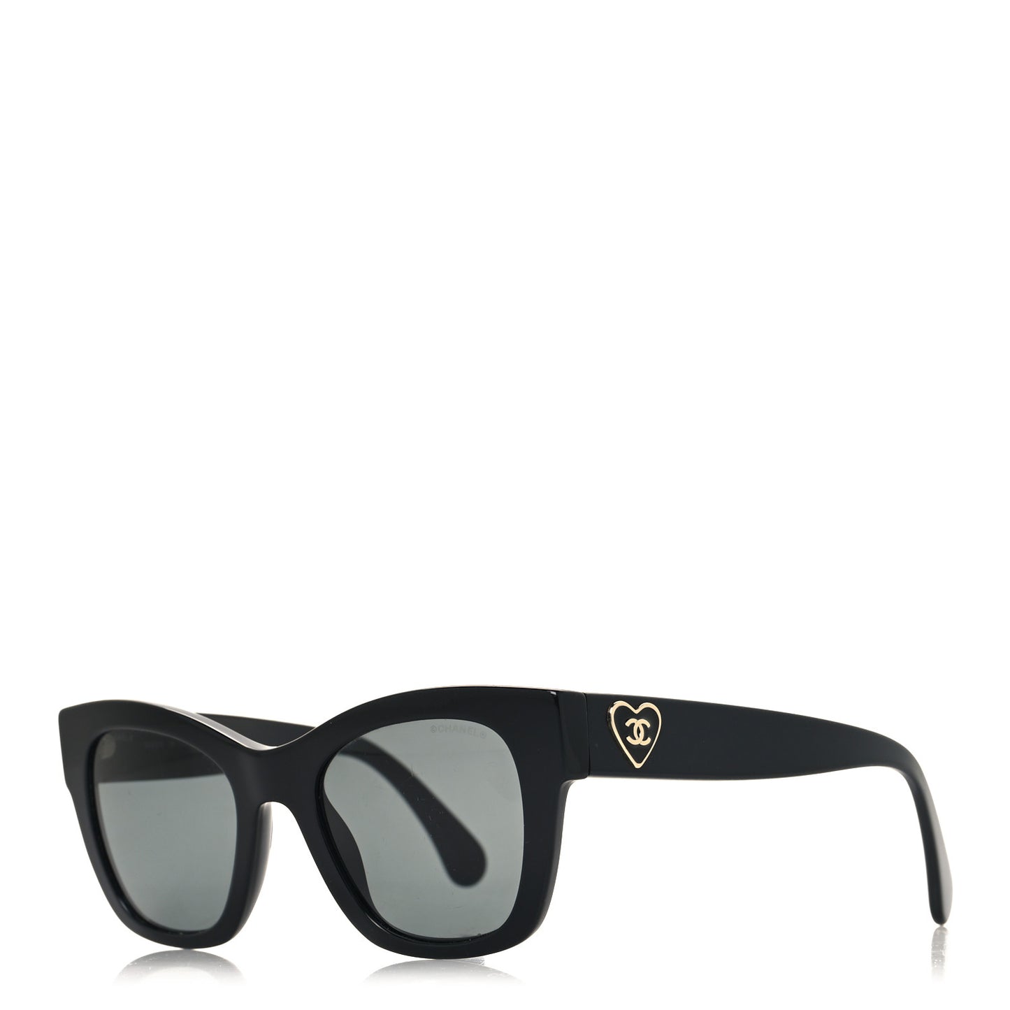 Acetate Square CC Heart Sunglasses 5478 Black
