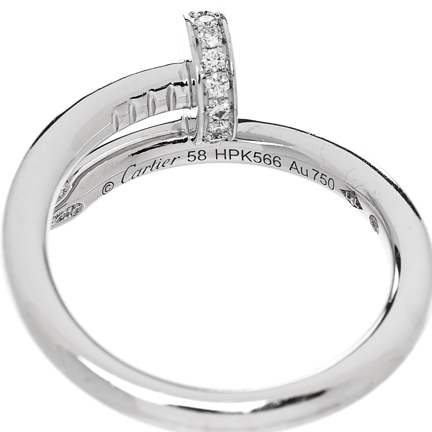 18K White Gold Diamond Juste Un Clou Ring 58 8.25