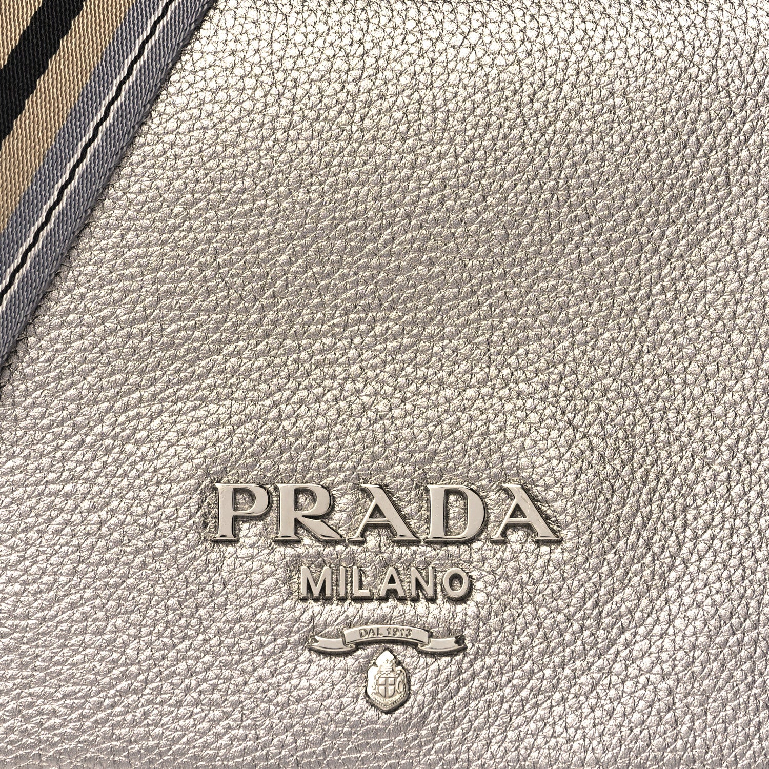 Prada Metallic Vitello Daino Flap Crossbody Cromo 7 of 9