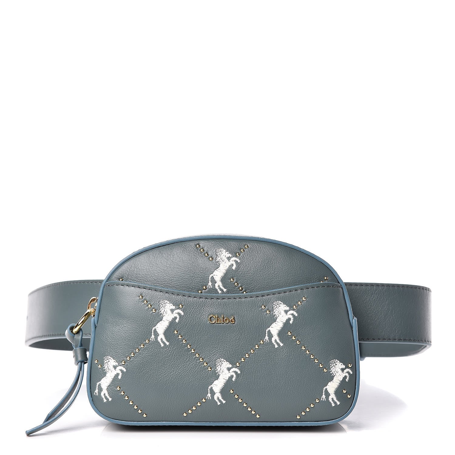 Chloe Smooth Calfskin Little Horses Embroidered Signature Belt Bag Cloudy Blue 1 of 10