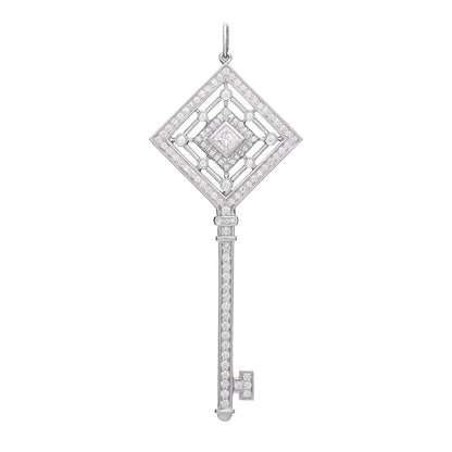 Tiffany Platinum Diamond Grace Key Pendant 1 of 3