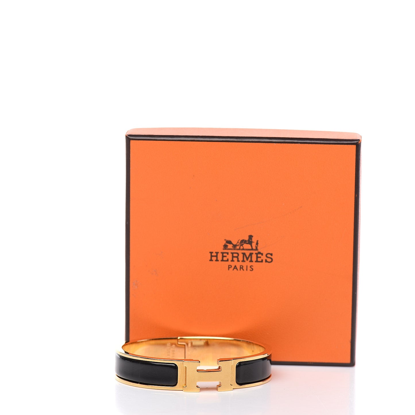 Enamel Narrow Clic Clac H Bracelet PM Black