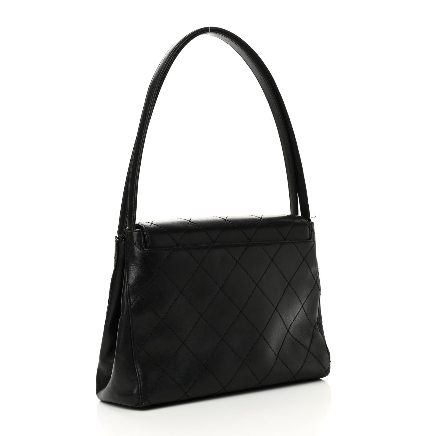 Lambskin Quilted CC Flap Shoulder Bag Black