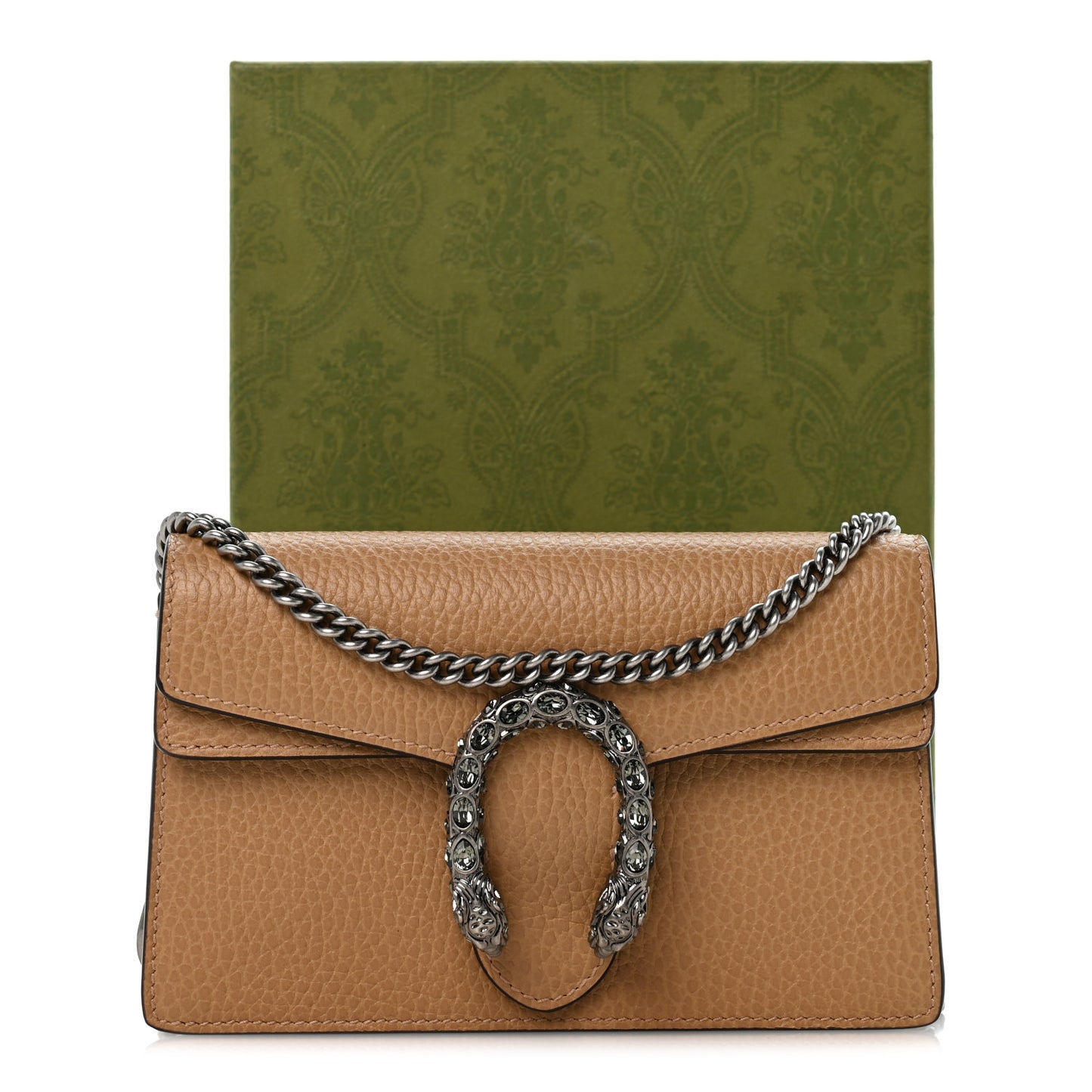 Dollar Calfskin Crystal Super Mini Dionysus Shoulder Bag Natural Tan Black Diamond
