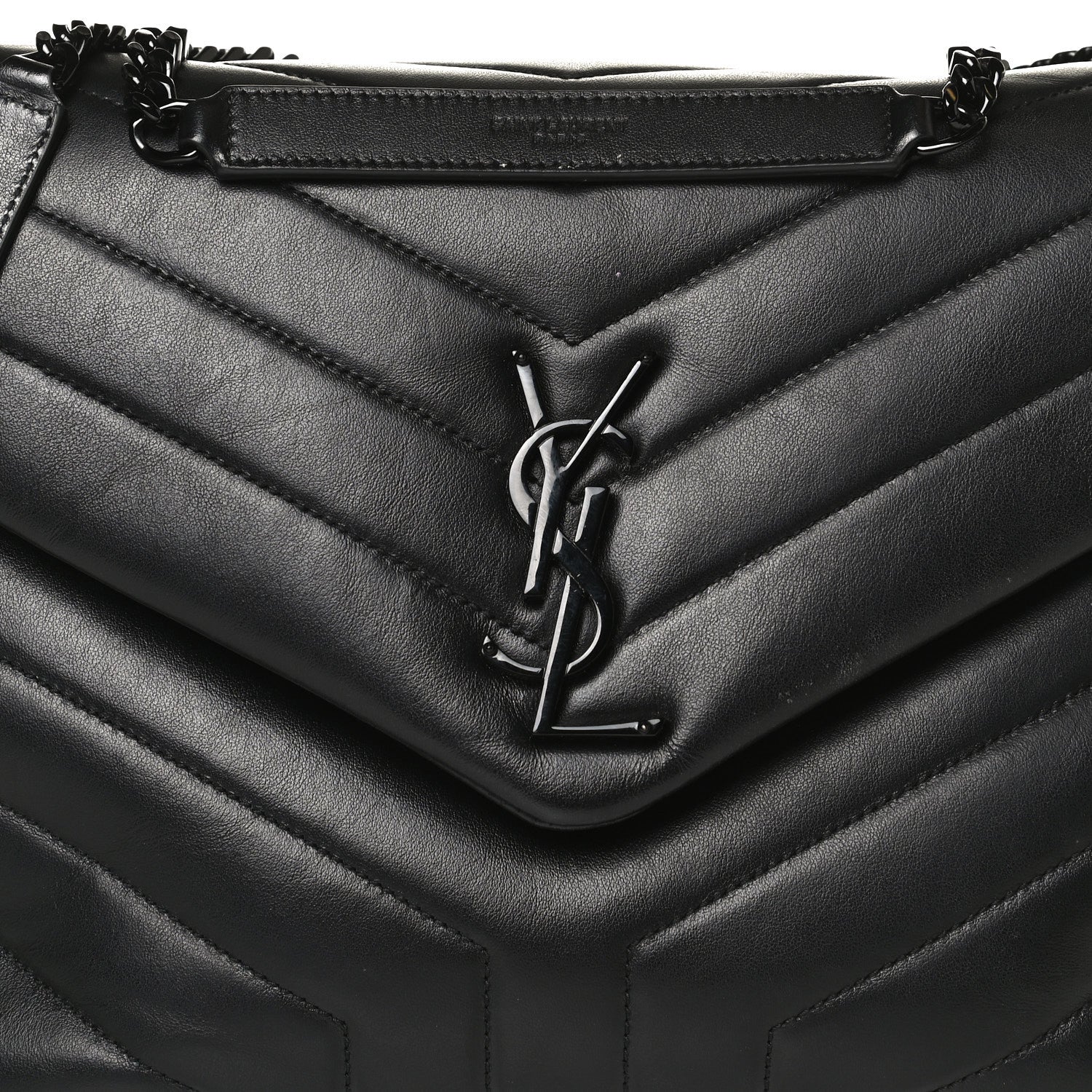 Saint Laurent Calfskin Y Quilted Monogram Medium Loulou Chain Satchel Black 8 of 17