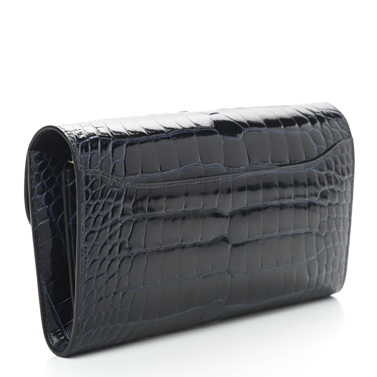 Hermes Shiny Alligator Constance Long Wallet Bleu Marine 3 of 7