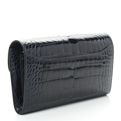 Hermes Shiny Alligator Constance Long Wallet Bleu Marine 3 of 7