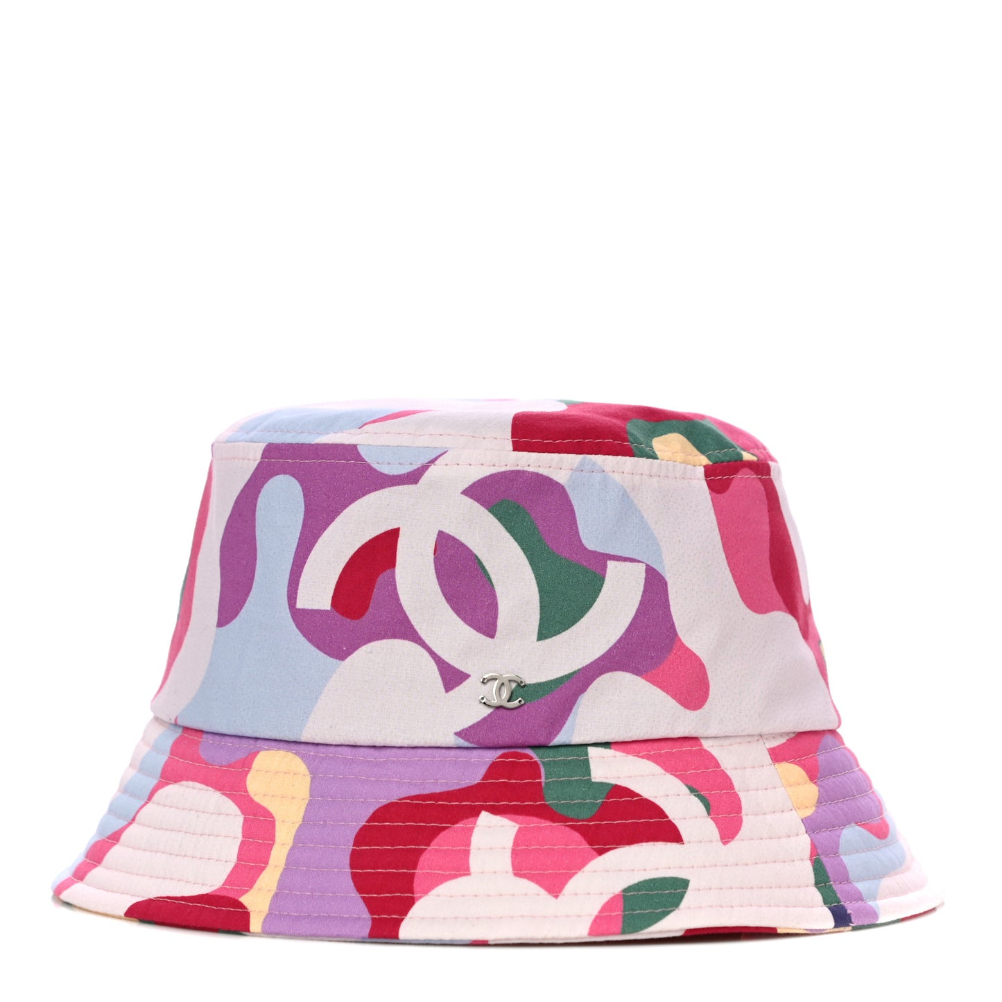 Cotton Camo Print Bucket Hat M Pink Green Yellow Purple