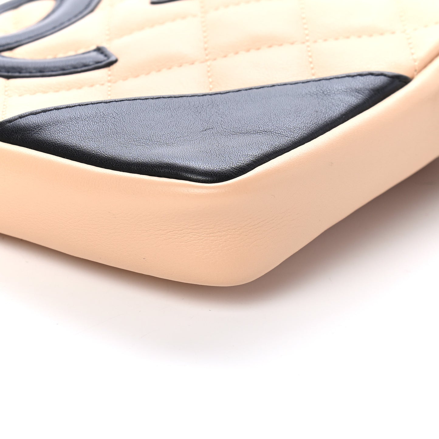 Calfskin Quilted Small Cambon Messenger Beige Black