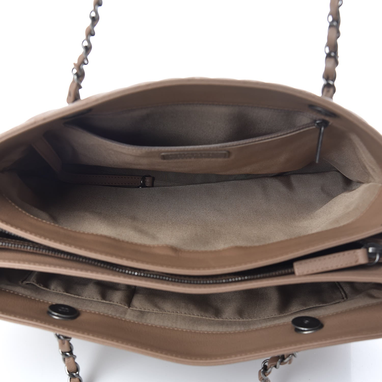 Chanel Grained Calfskin Quilted Large Zipped Shopping Tote Taupe 5 of 11