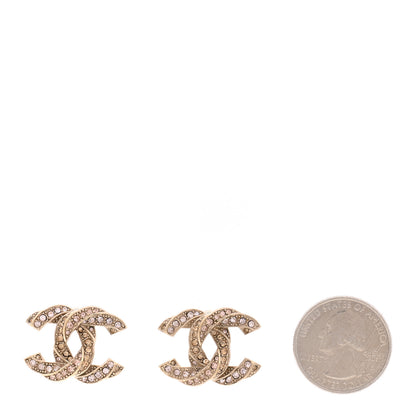 Chanel Crystal Twisted CC Earrings Light Gold Pale Pink 3 of 10